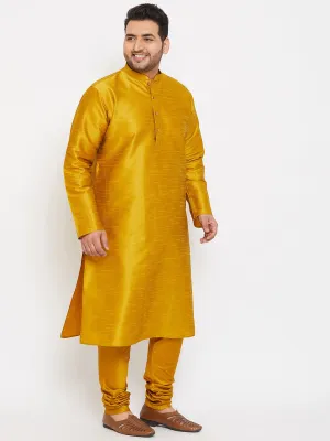 Vastramay Mustard Silk Blend Kurta Pyjama Set