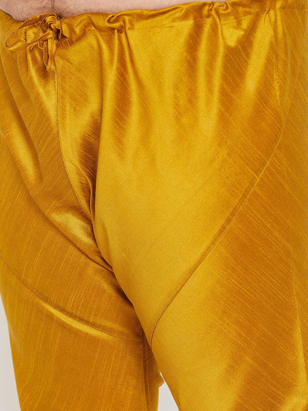 Vastramay Mustard Silk Blend Kurta Pyjama Set