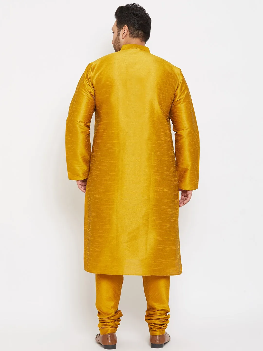 Vastramay Mustard Silk Blend Kurta Pyjama Set