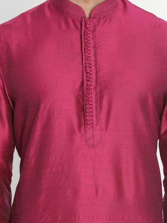 VASTRAMAY Purple Cotton Silk Kurta Set