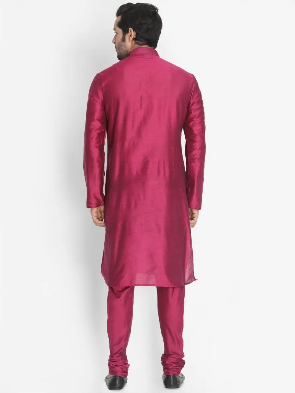 VASTRAMAY Purple Cotton Silk Kurta Set