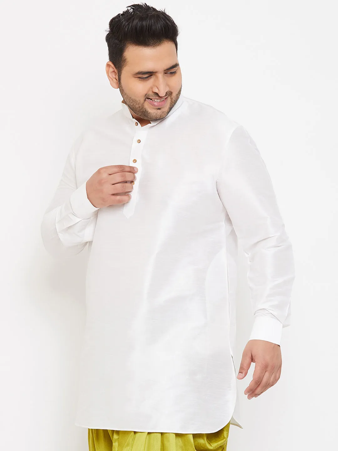 VASTRAMAY White Silk Blend Men's Kurta