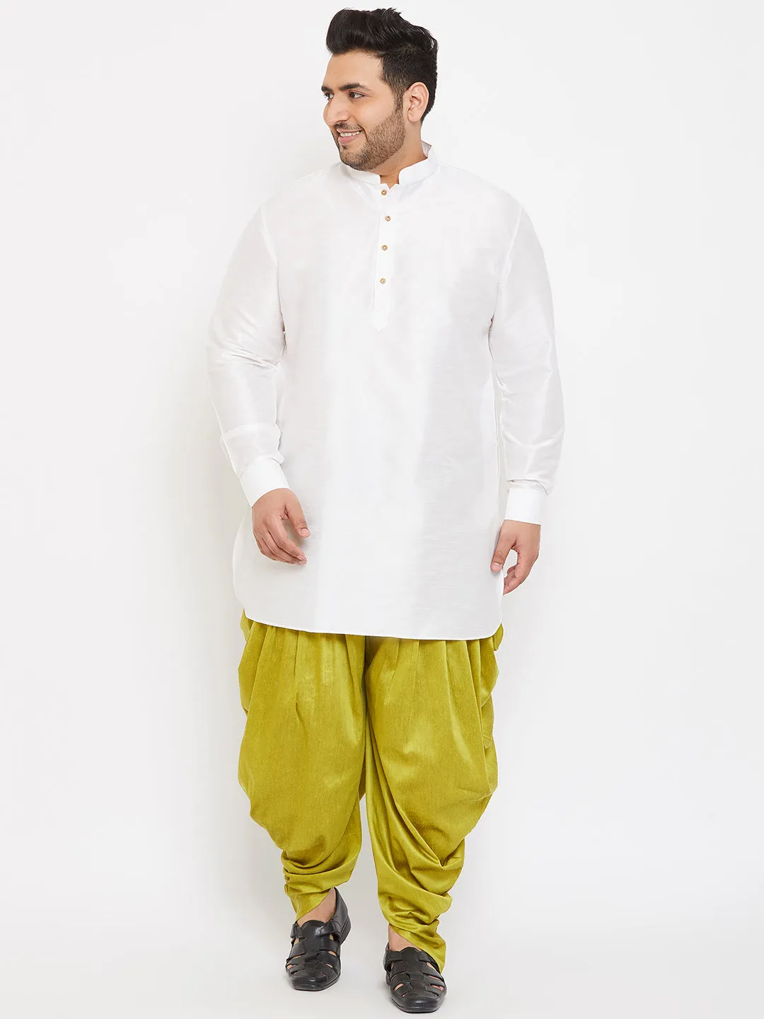 VASTRAMAY White Silk Blend Men's Kurta