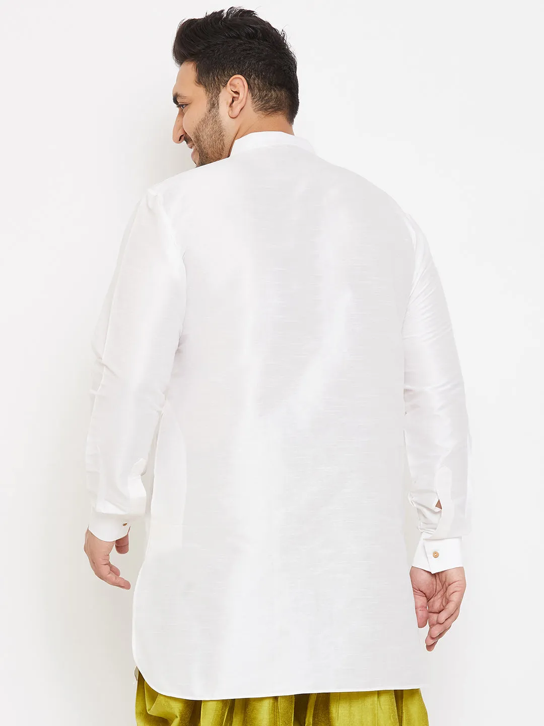 VASTRAMAY White Silk Blend Men's Kurta