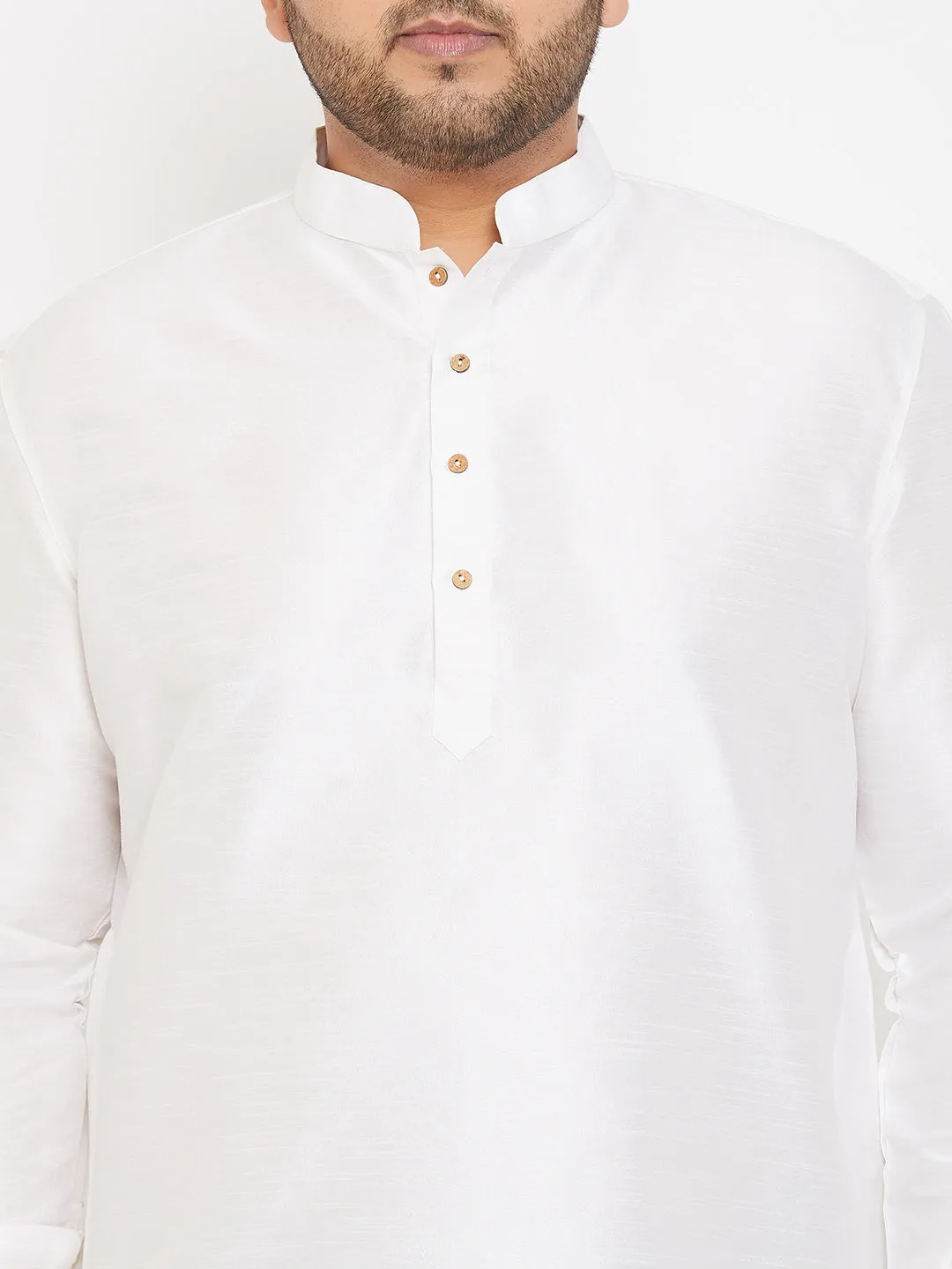 VASTRAMAY White Silk Blend Men's Kurta