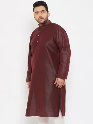 VASTRAMAY Wine Silk Blend Kurta