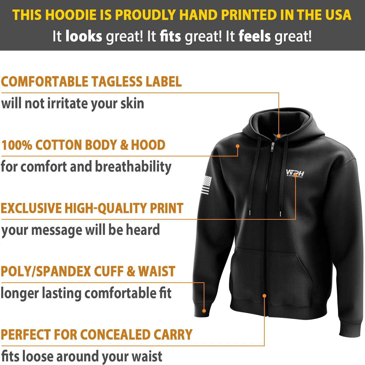 We The People Holsters Distressed Flag Logo Zip Up Hoodie