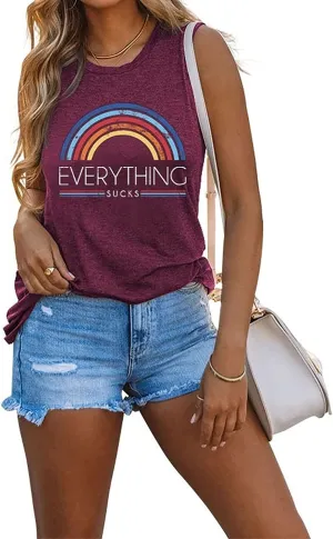 Women Everything Sucks Rainbow Tank Tops