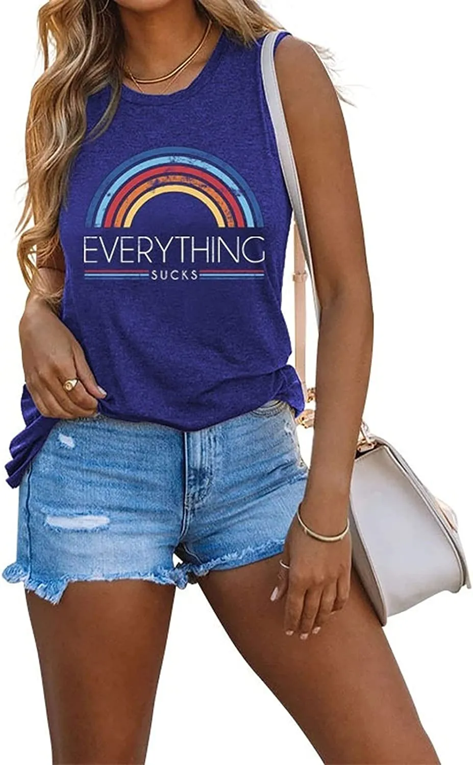 Women Everything Sucks Rainbow Tank Tops