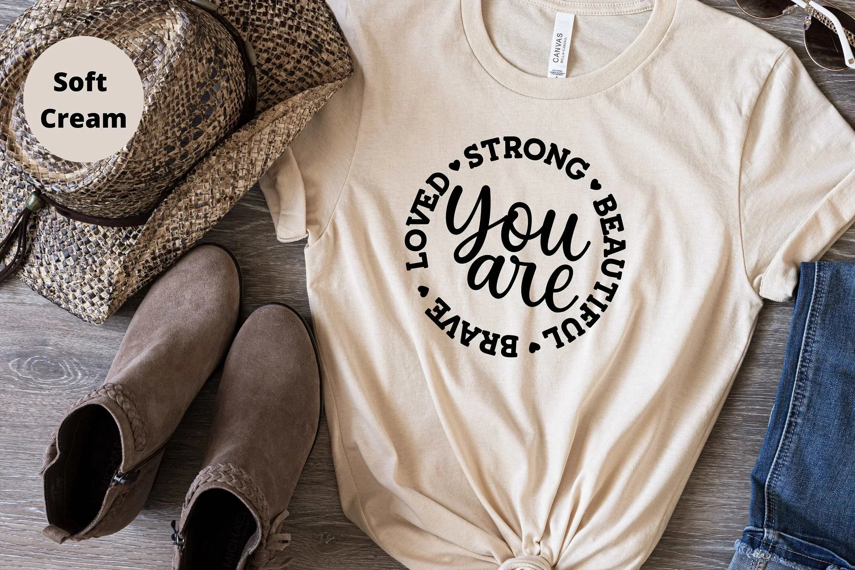 You are Loved Strong Beautiful Brave, Christian Self Love Shirt