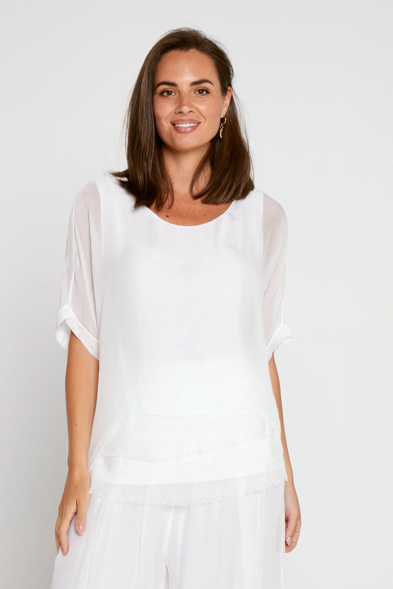 Zaria Silk Top - Bianco White